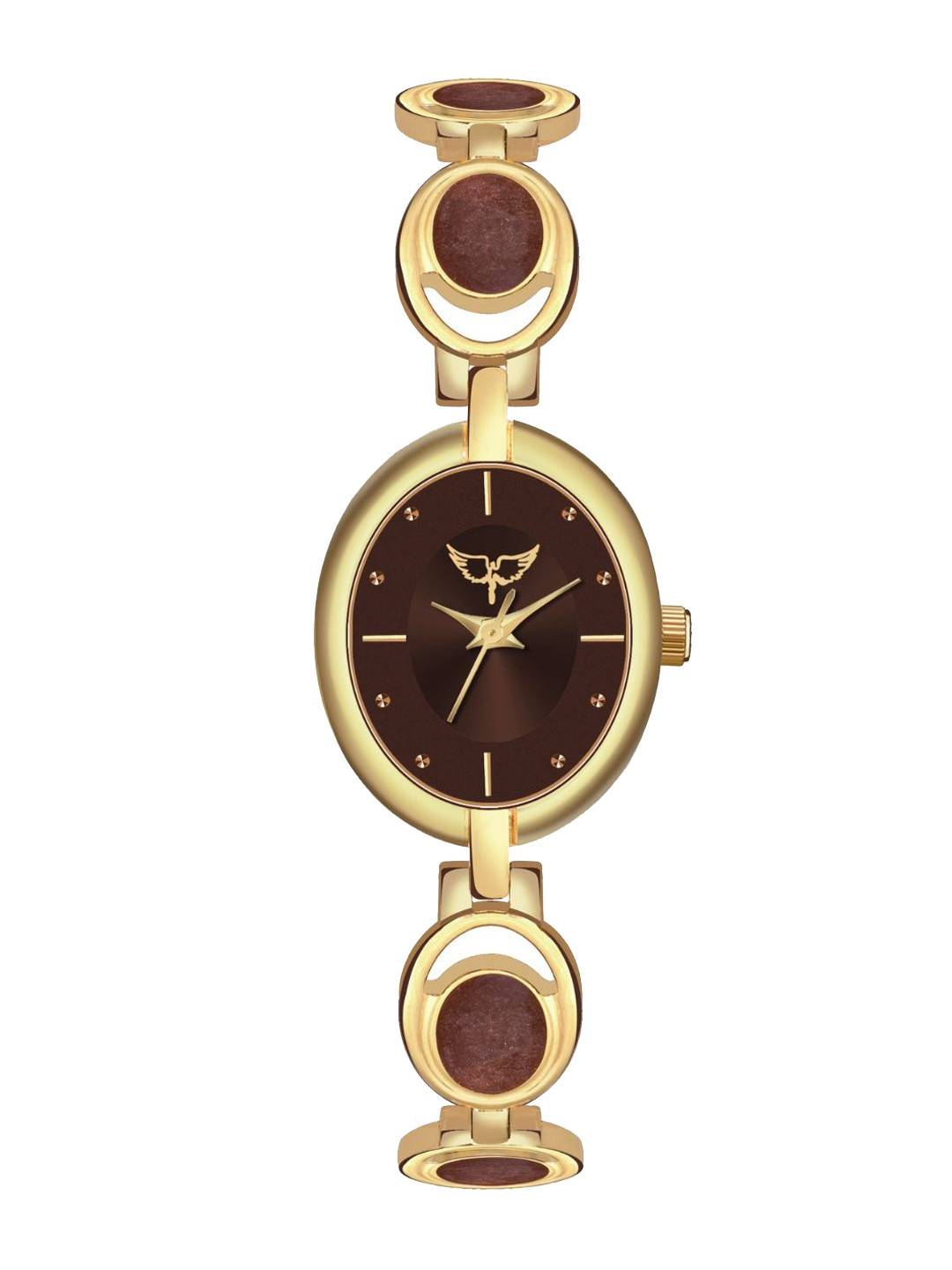 WHITE BIRD Women Brass Oval Dial Analogue Watch JK-102 Gold D Maroon