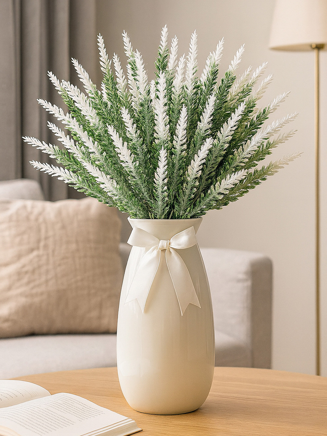 Homesake 4-Pcs White UV-Resistant Faux Lavender Flower