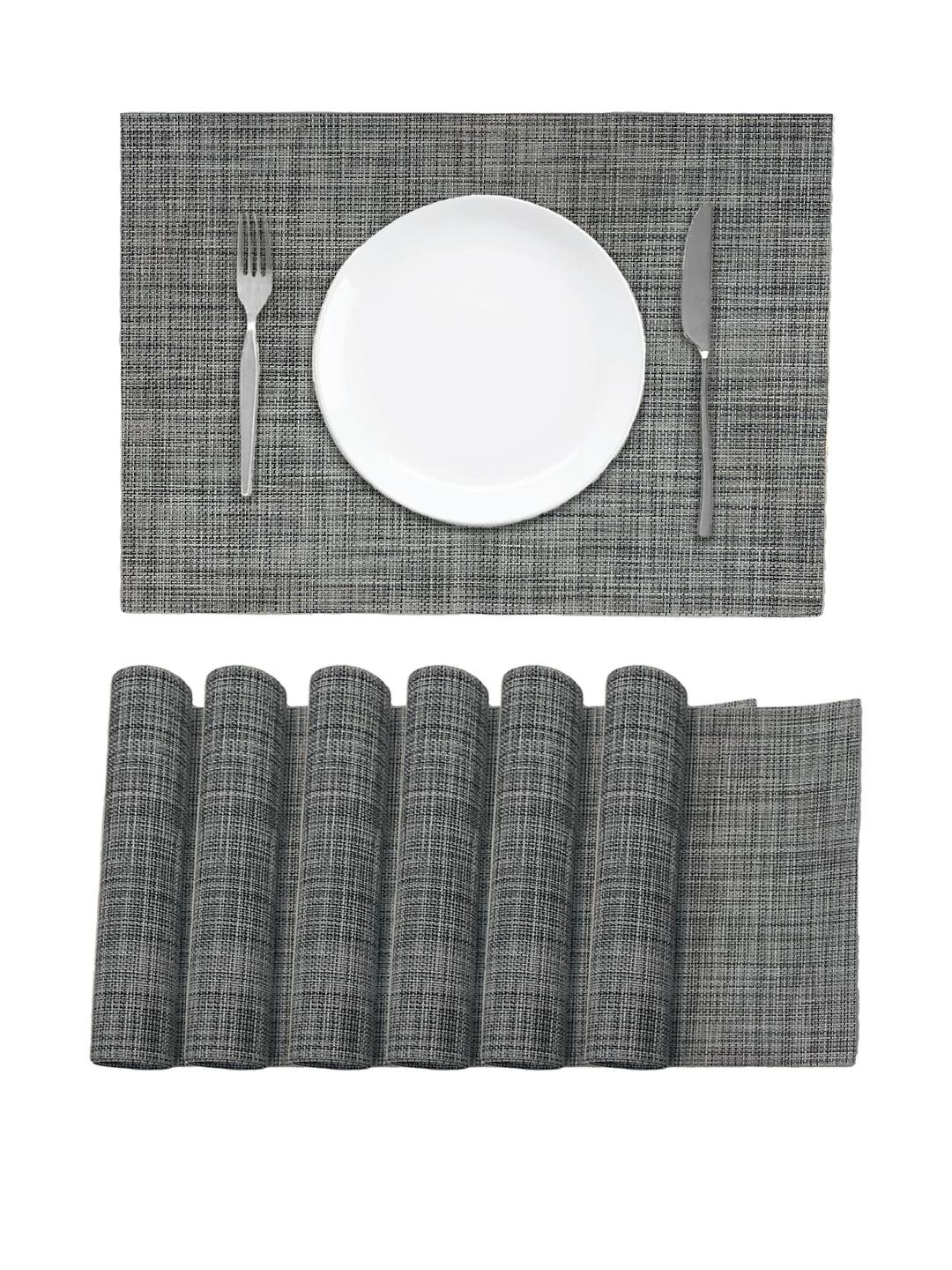 Black gold PVC Pack of 6 Heat Resistant Dining Table Placemats