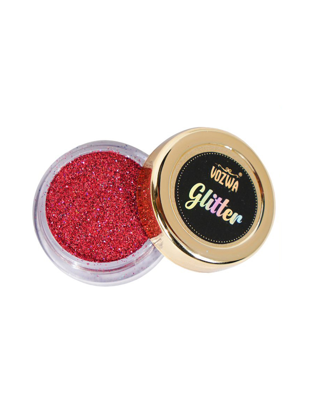 VOZWA Long Lasting Loose Glitter Eyeshadow With Glitter Glue - 6 g - Holographic Red