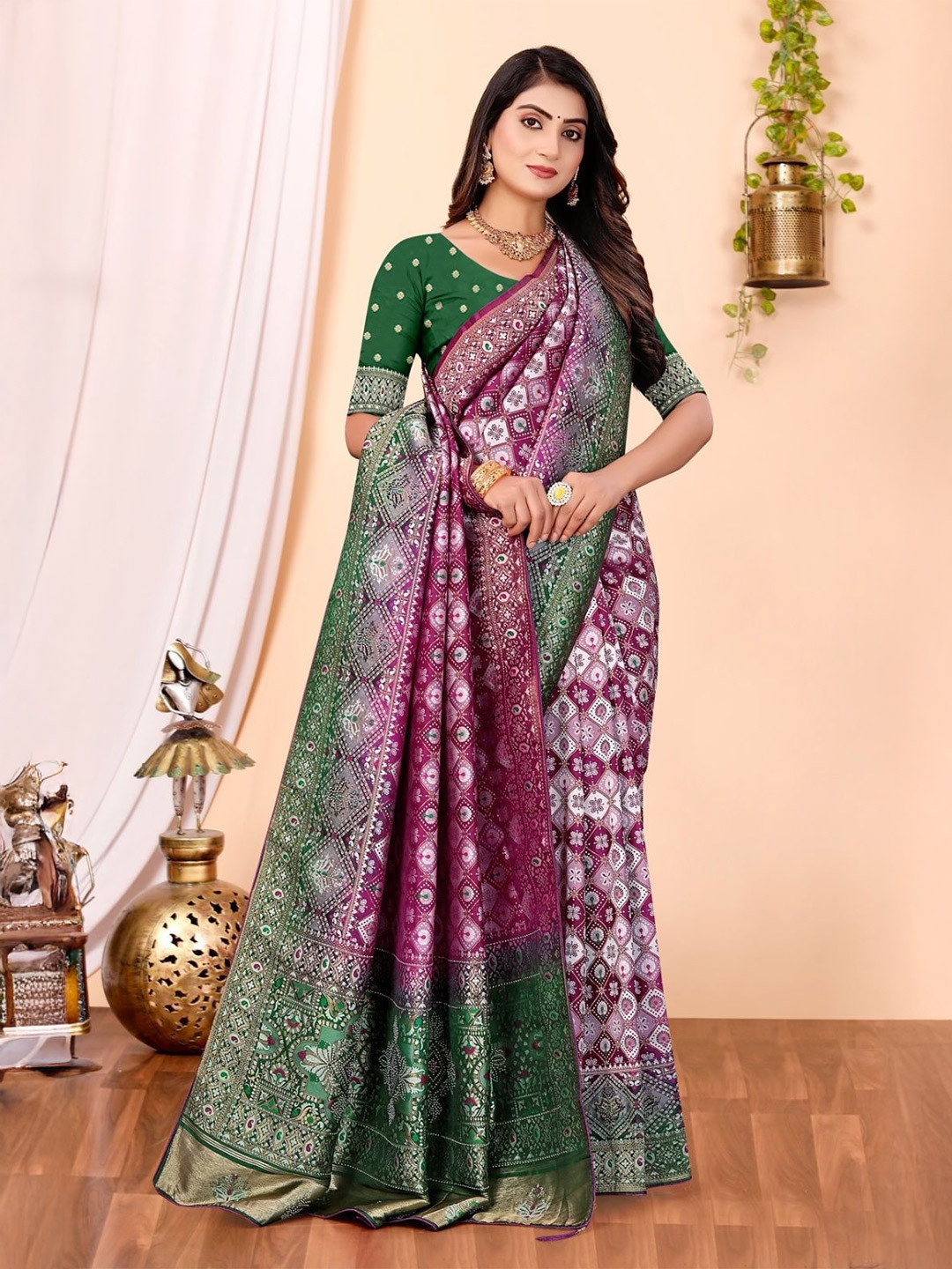 ENDECOR Woven Design Saree With Blouse Piece