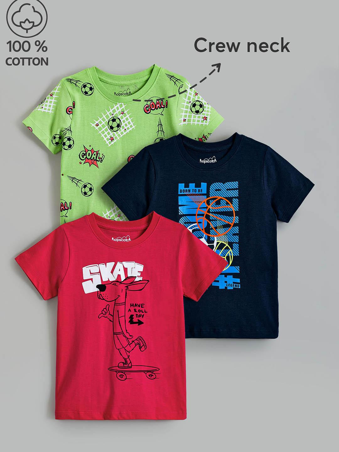 Hopscotch Boys 3-Pack Cotton Velocity Graphics T-shirts