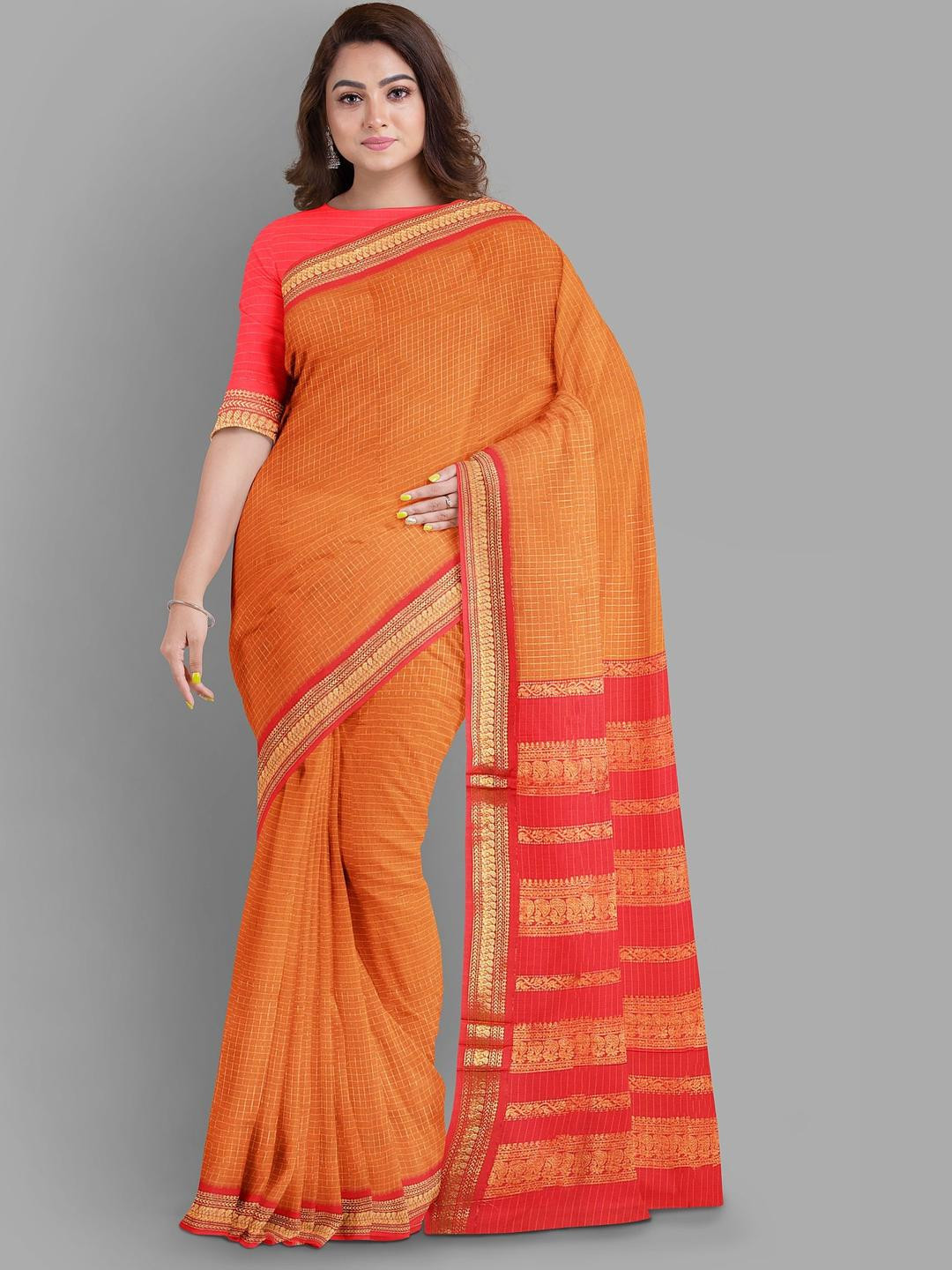The Chennai Silks Checked Zari Kalyani Saree