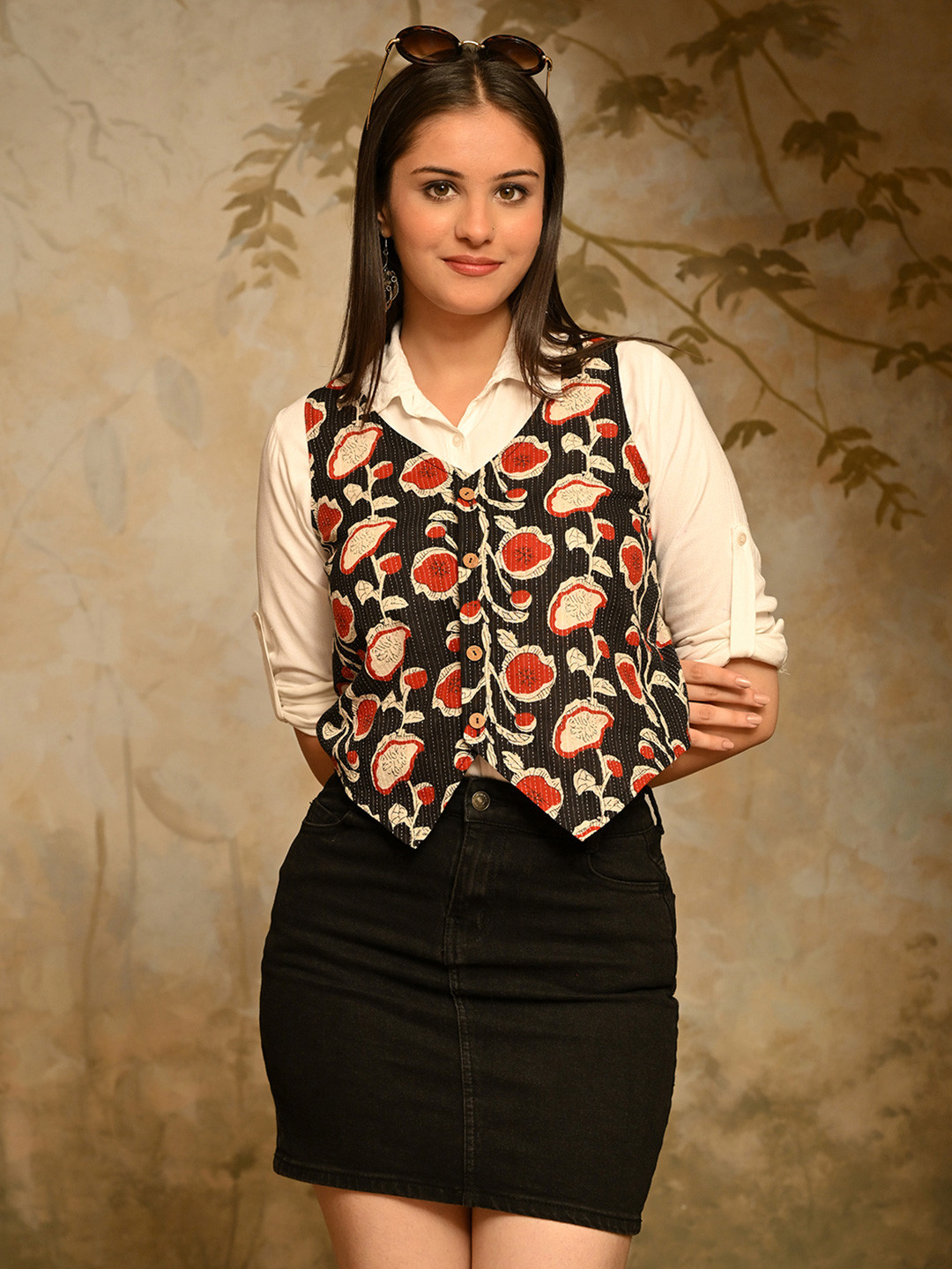 KALINI Floral Printed Waistcoat