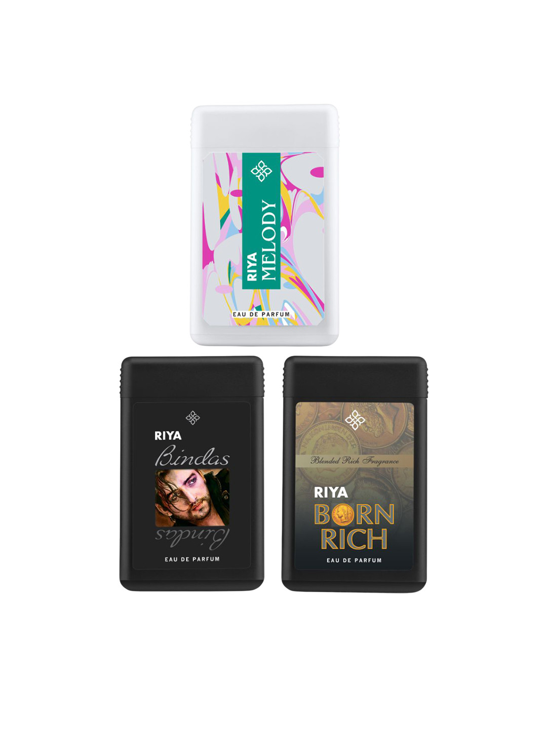 RIYA Men Set Of 3 Bindas Black, Melody & Born Rich Eau de Parfum - 18 ml Each