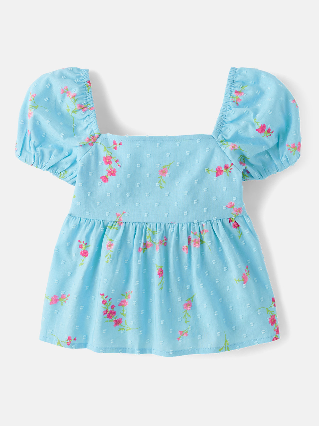 THE CHILDREN'S PLACE Floral Print Bow Detail Dobby Top