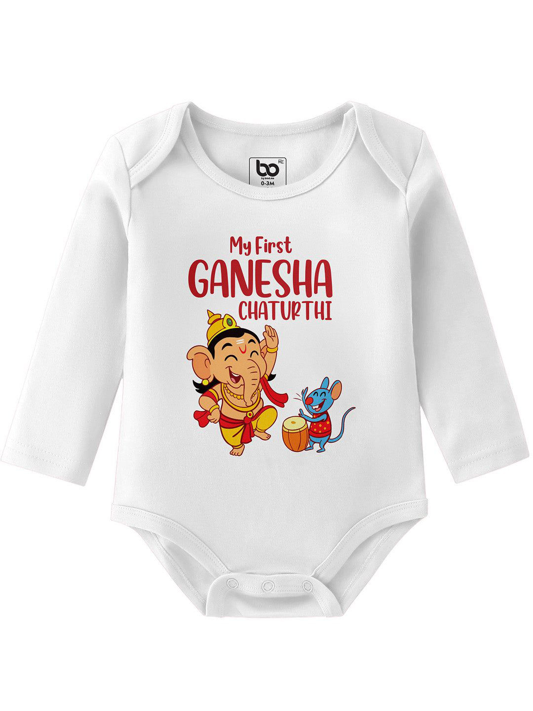 BonOrganik Kids Colorful Ganesh Printed Cotton Stretch Bodysuit