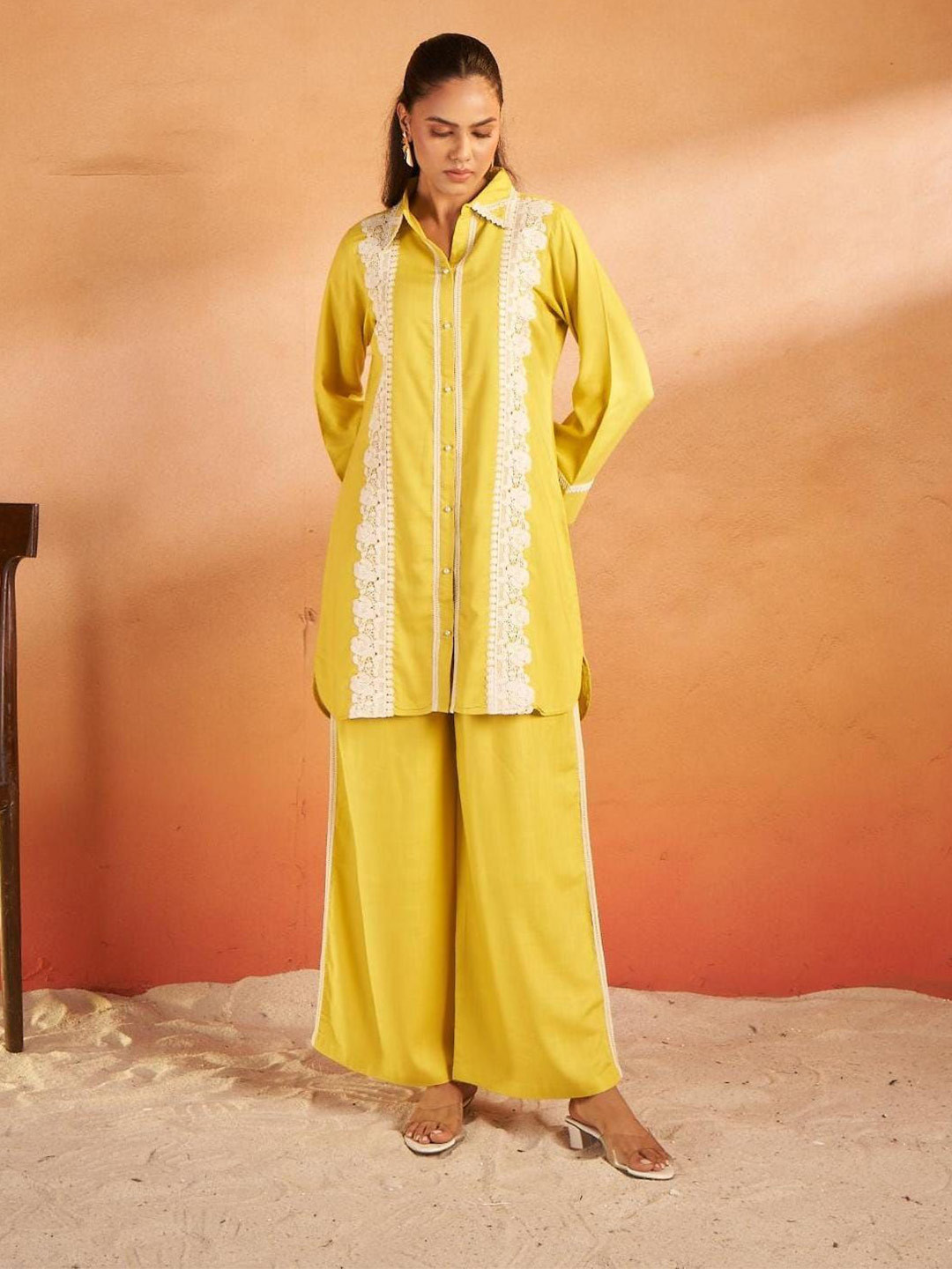 RAGHVENDRA TEXTILES Women Shirt Collar Pure Cotton Tunic & Trouser