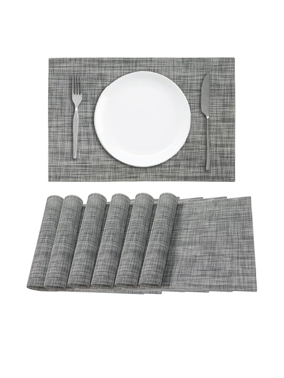 Black gold 6 Pieces Striped Reversible Bamboo Dining Table Placemats