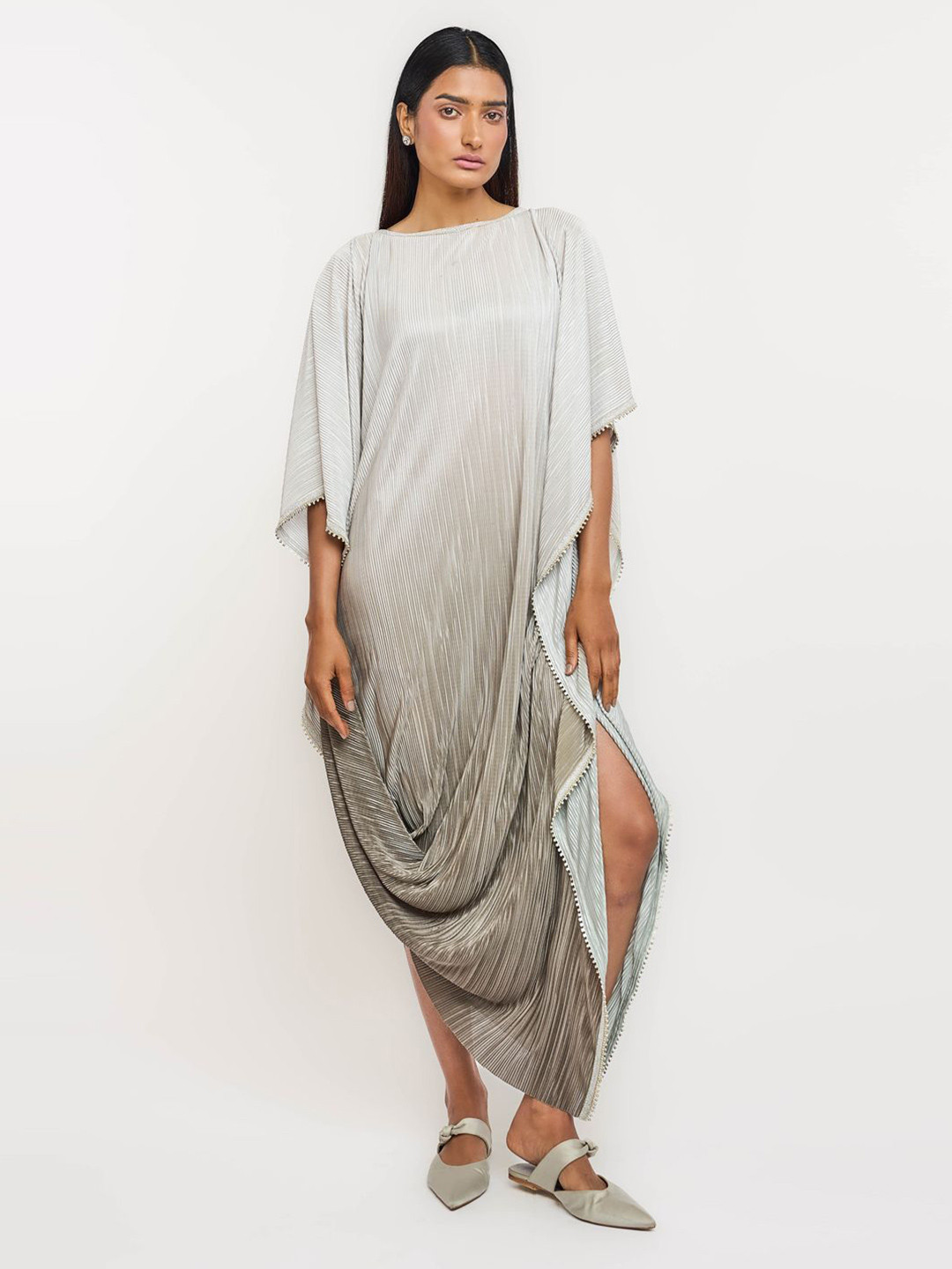 OTT Tarun Tahiliani Ombre Batwing Sleeve Crepe Kaftan Maxi Dress