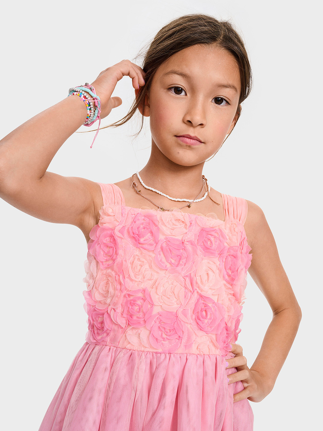 THE CHILDREN'S PLACE Girls Rosette Applique Fit & Flare Dress