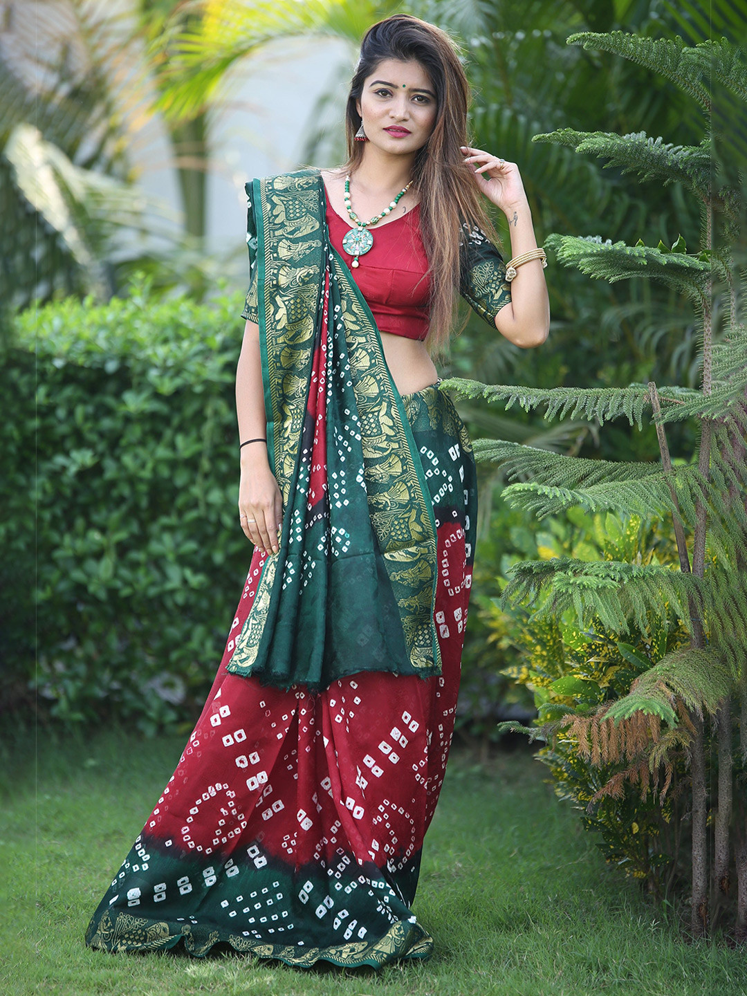 JERAVI Enterprise Bandhani Printed Bandhani Saree