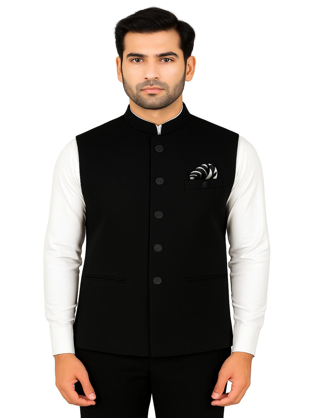 RISANI Men Black Solid Nehru Jackets