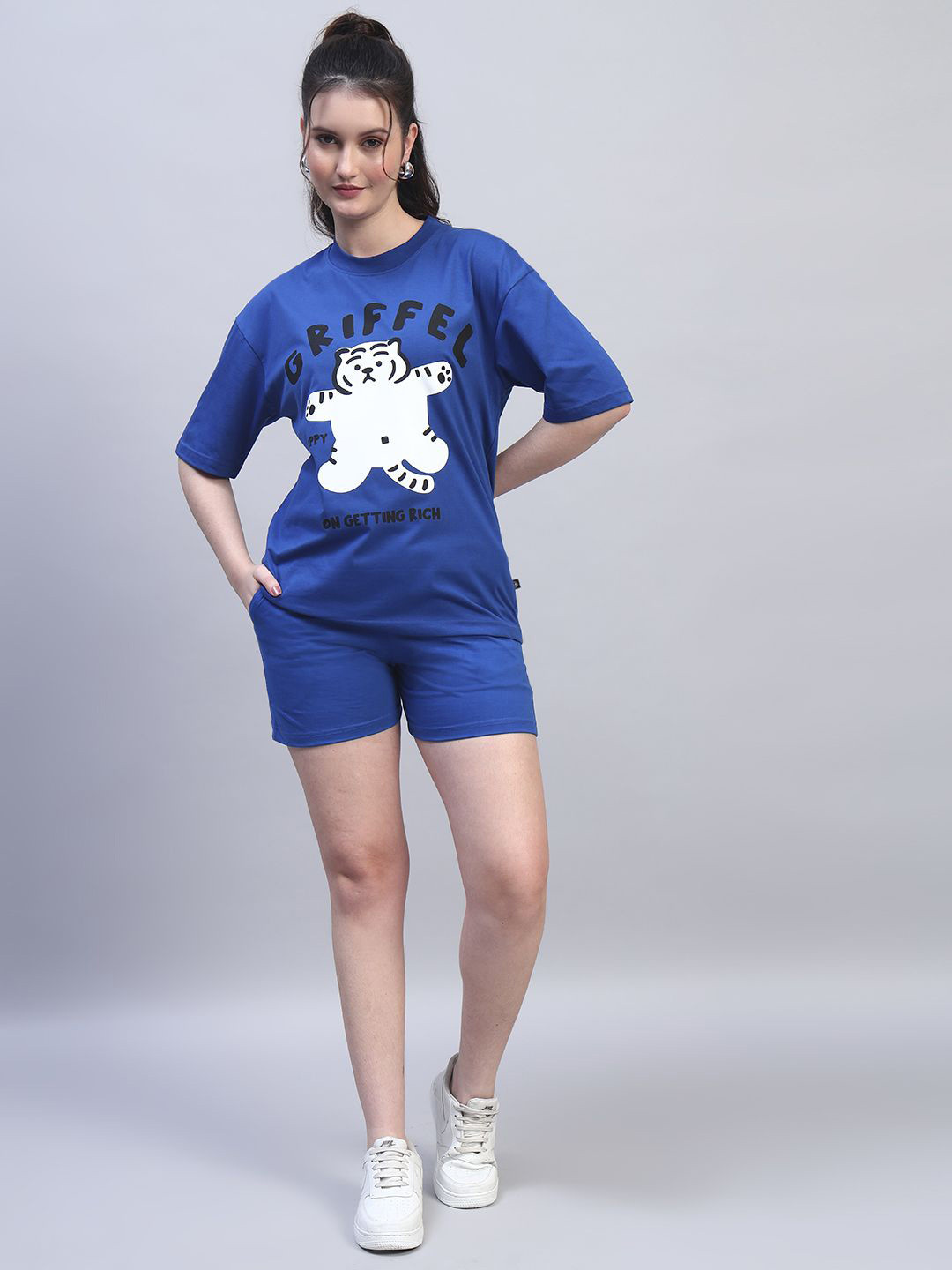 GRIFFEL Printed Pure Cotton T-Shirts With Shorts Co-Ords