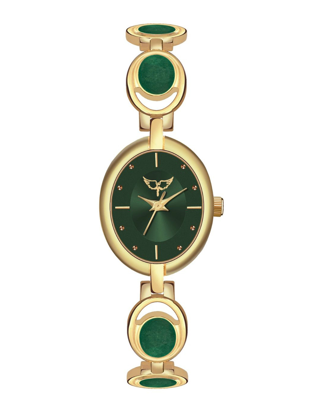 WHITE BIRD Women Bracelet Style Straps Analogue Watch JK-102 Gold D Green