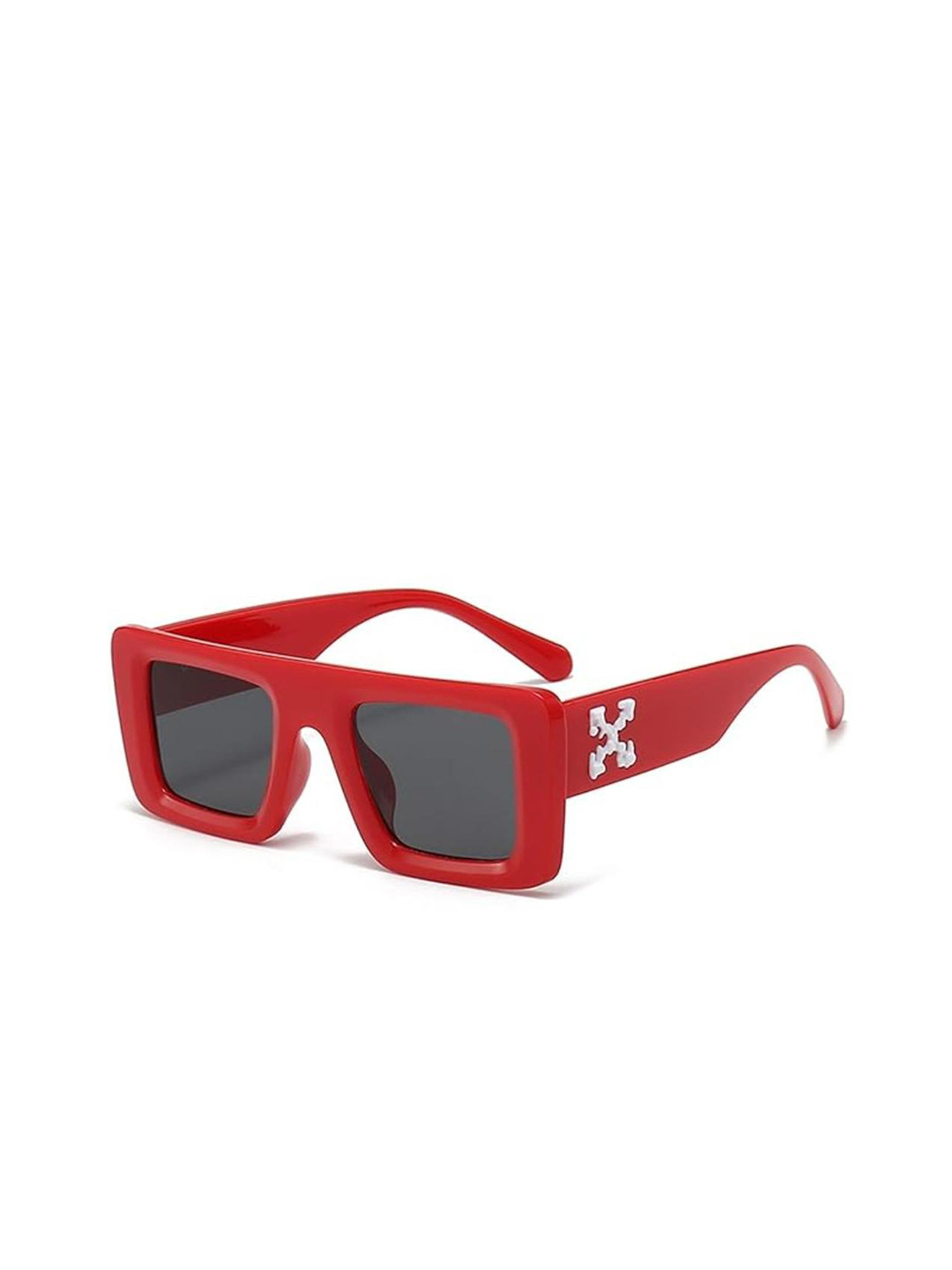 AUGEN Unisex Black Lens & Red Rectangle Sunglasses with