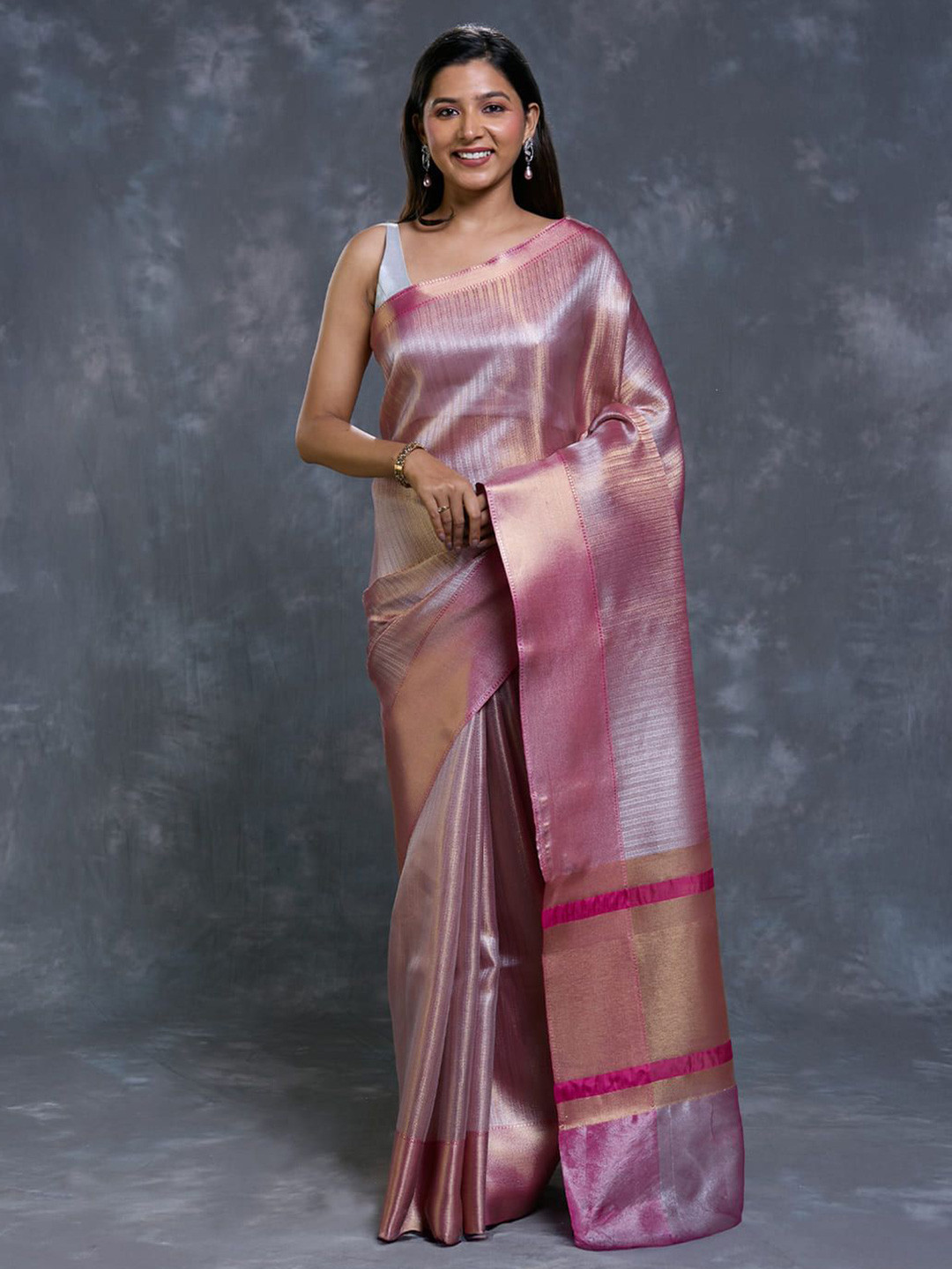 PALLU PATARI Woven Design Tissue Banarasi Saree With Unstitched Blouse Piece