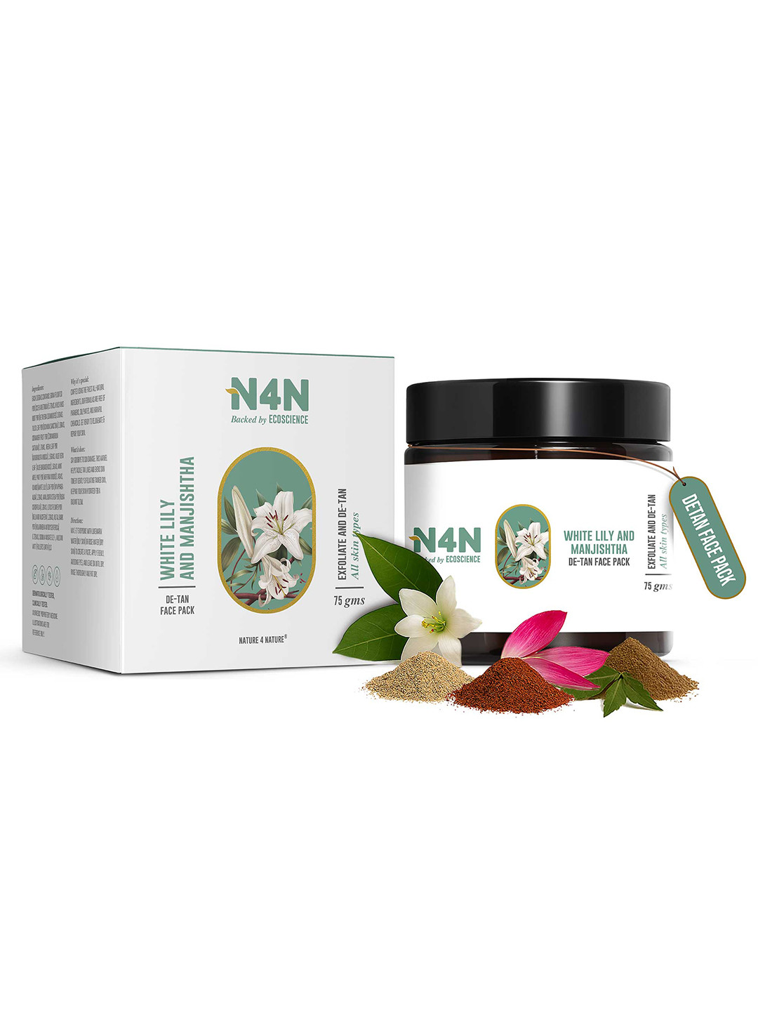 N4N  Quick De Tan Manjistha & Waterlily Face Pack - 75gm