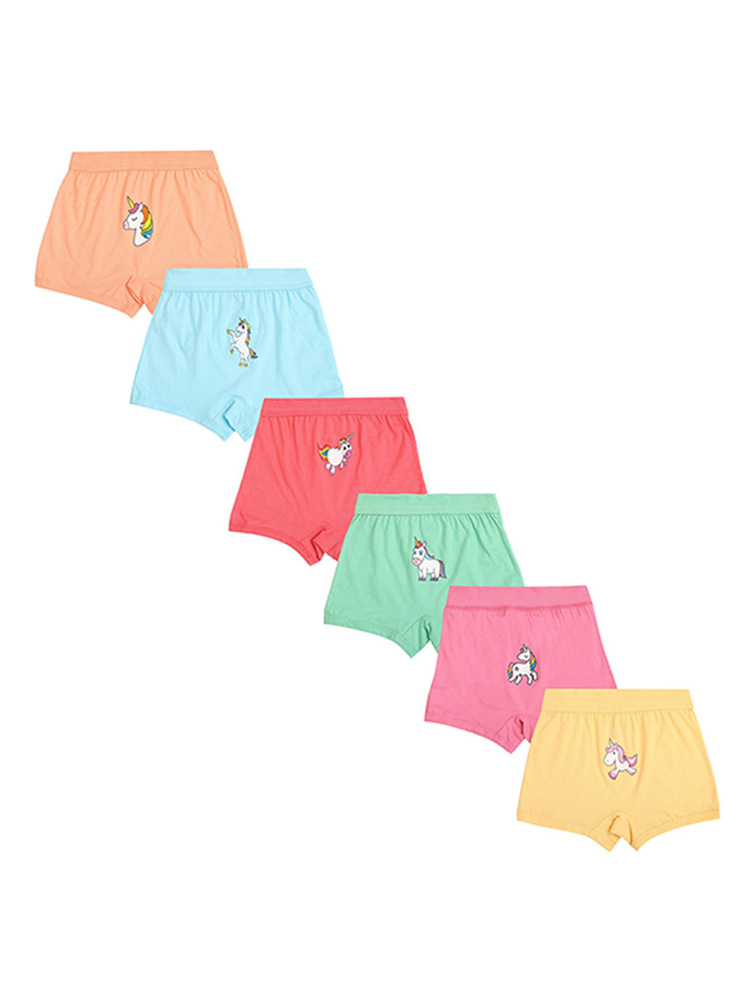 Red Rose Girls Pack Of 6 Printed High-Rise Cotton Boy Shorts Briefs