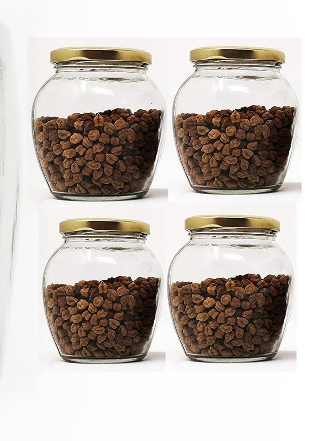 SOMIL Set Of 4 Cylinder Glass Jar Container