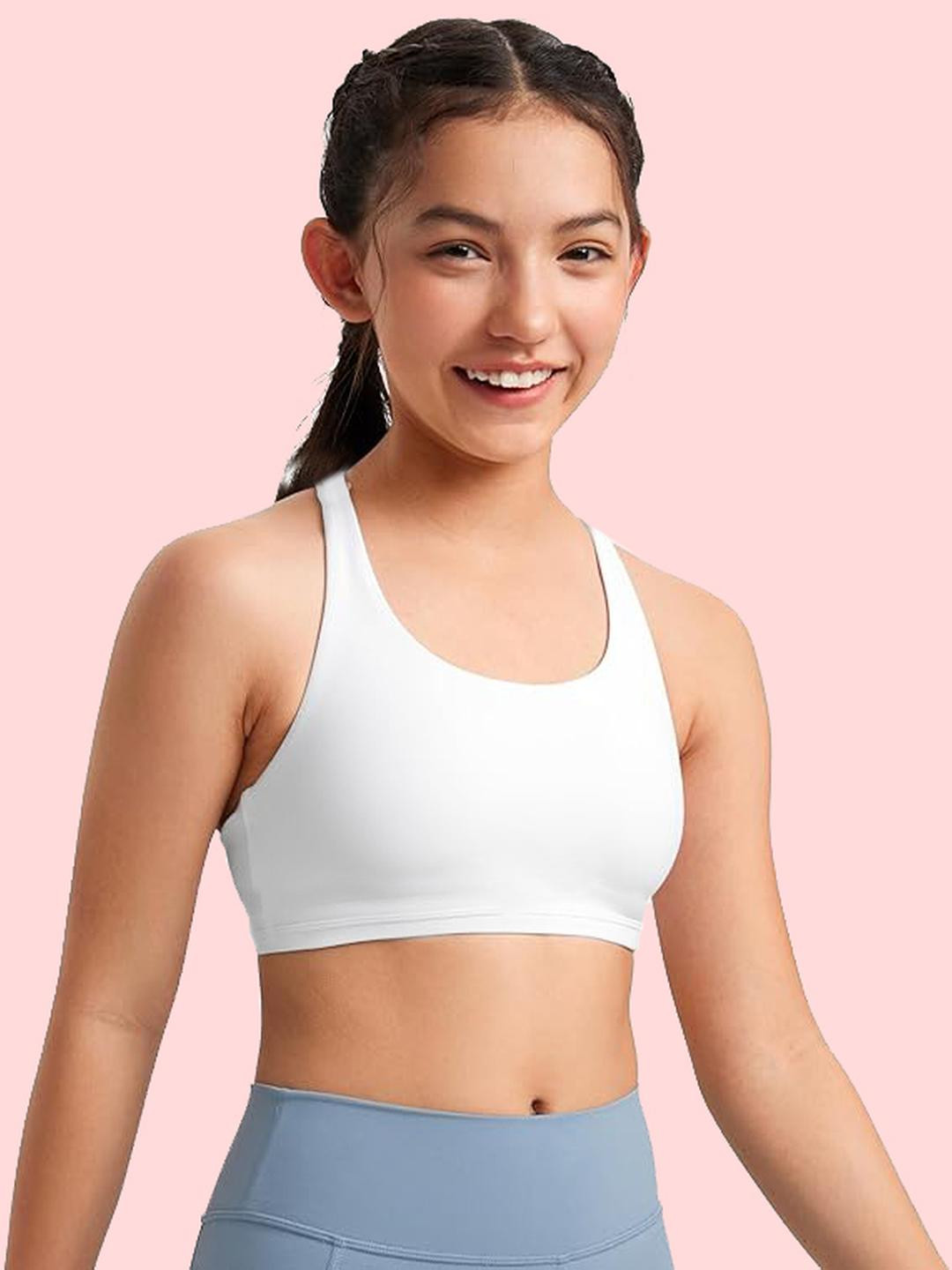 BRAAFEE Girls Pack of 2 Full Coverage Sports Bra