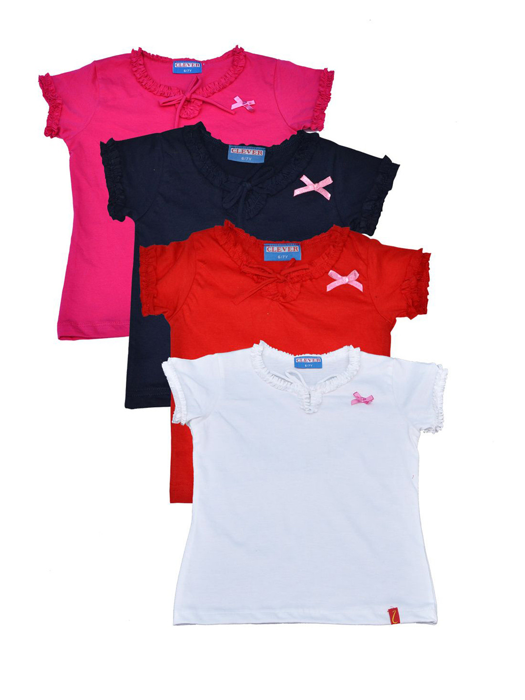 CLEVER Girls Pack of 4 Round Neck Top