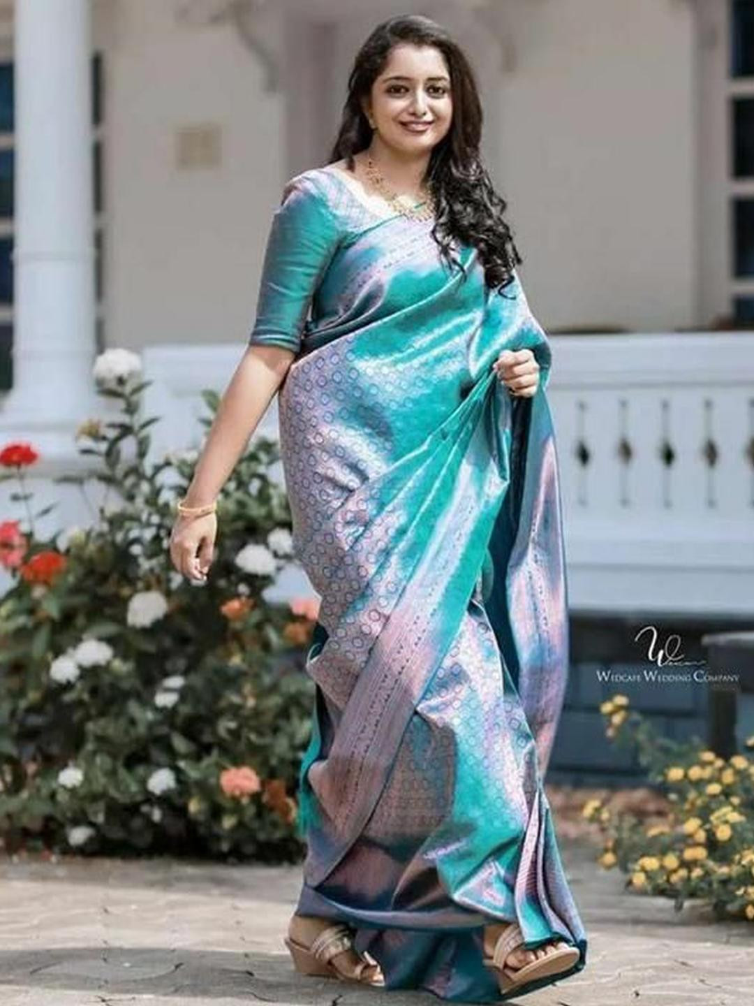 Sita Taupe Silk Blend Woven Design Sarees