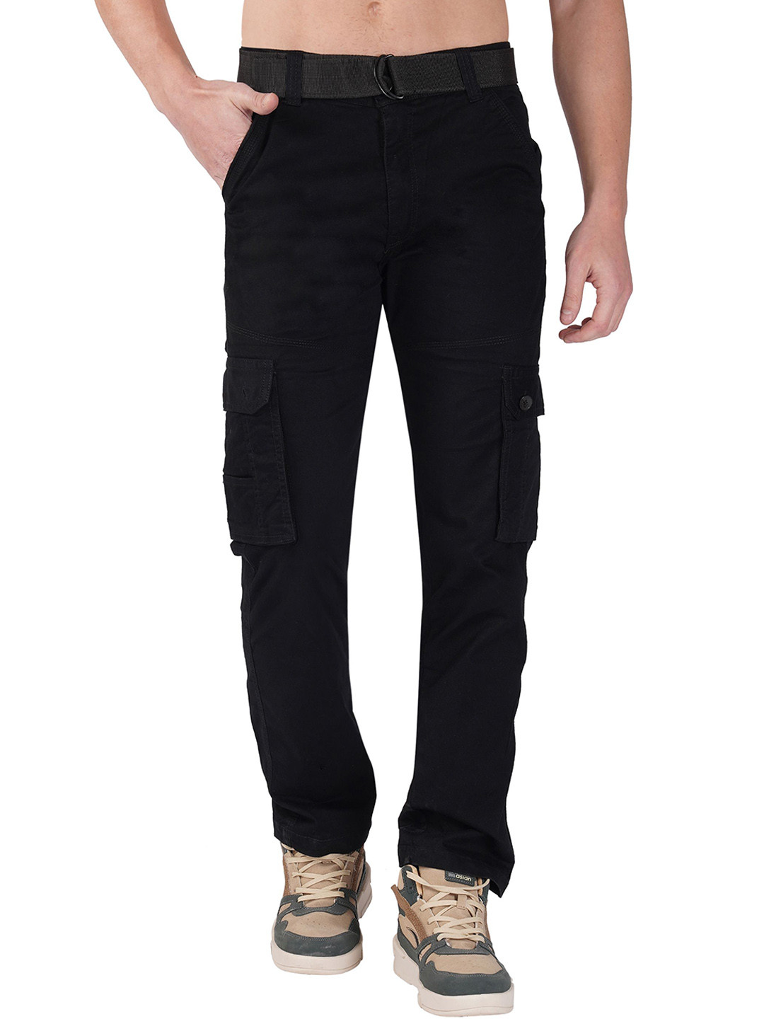 Urban Legends Men Slim Fit Mid-Rise Flat-Front Cotton Cargos
