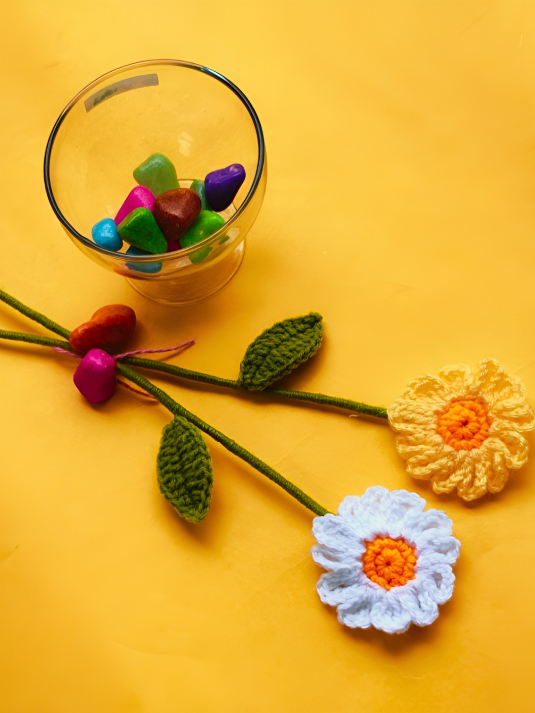 TheYUGO Yellow Crochet Daisy Combo Vase Filler