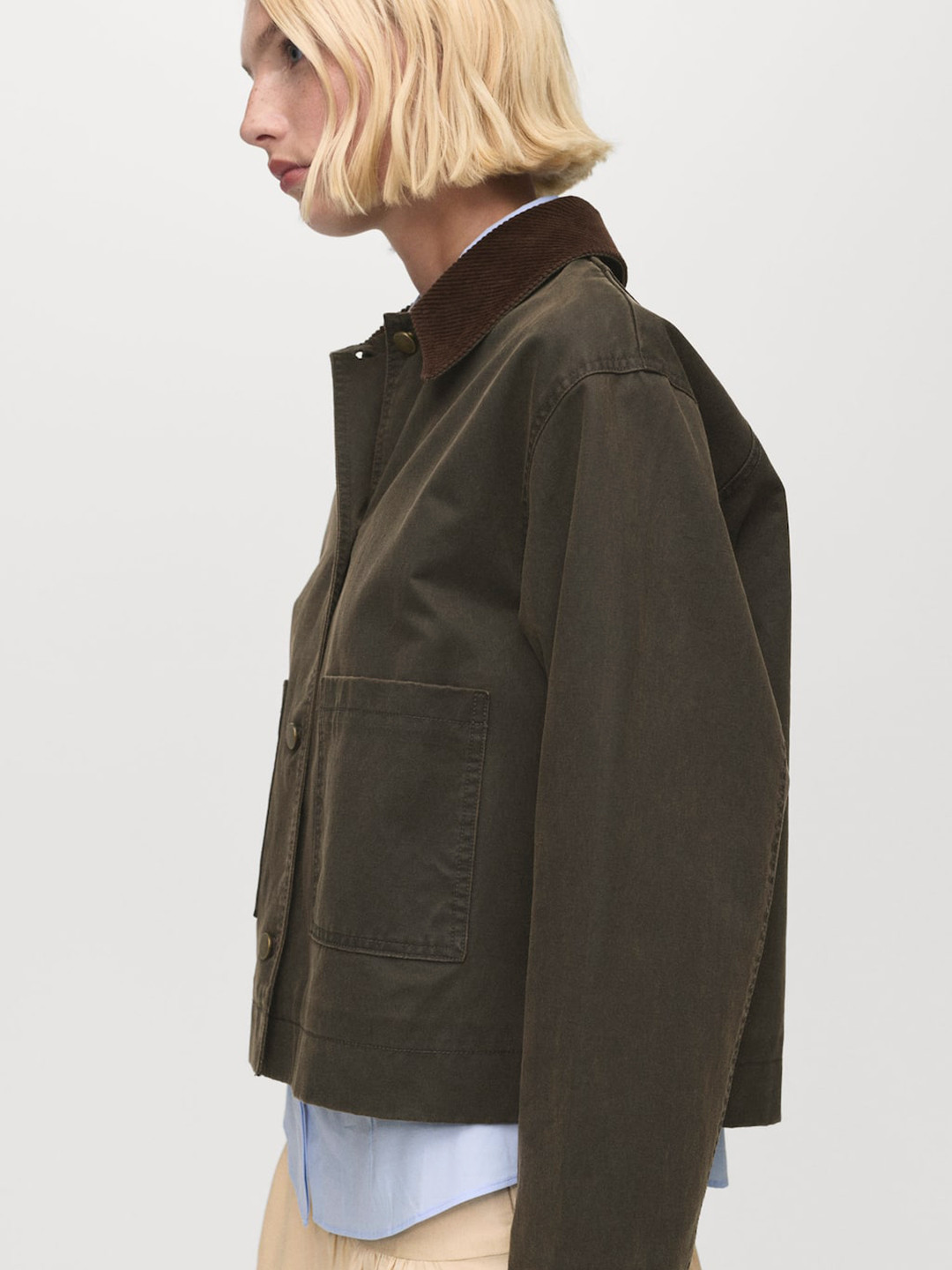 MANGO Corduroy Collar Denim Jacket