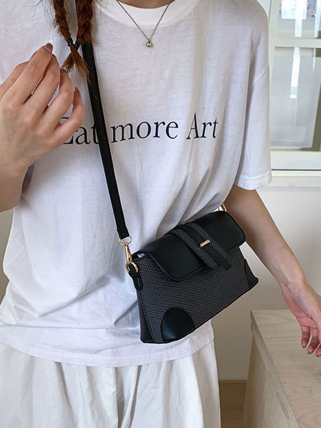 StyleCast Women Textured Stylish Sling Bag with Buckle Detail