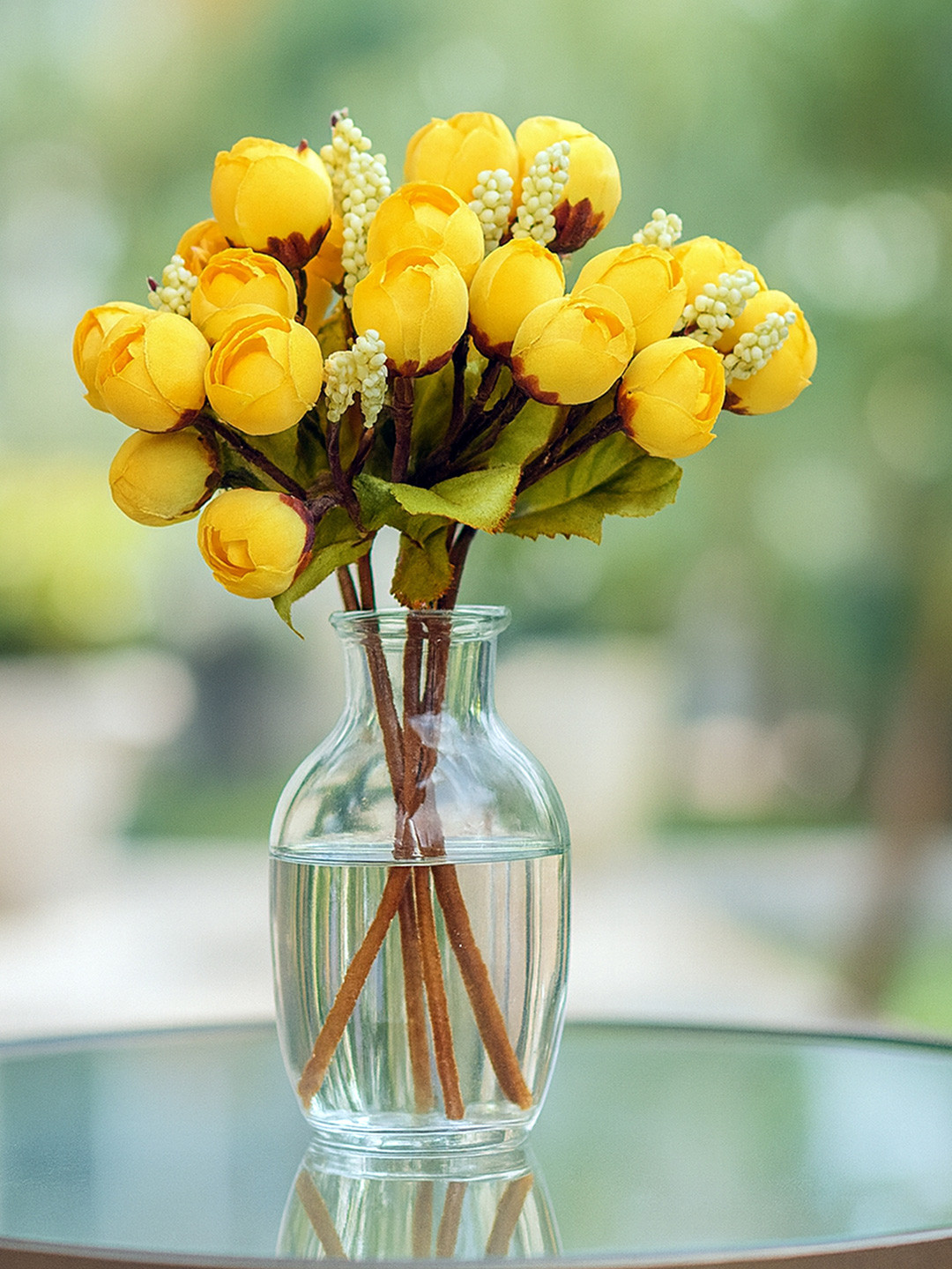 Homesake 2-Pcs Yellow UV-Resistant Faux Rose Flower