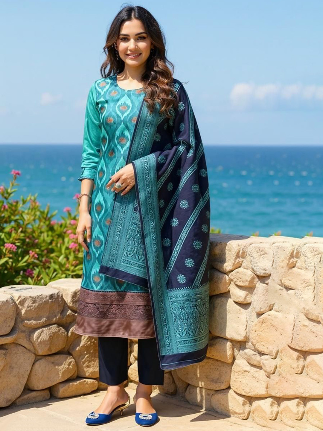 Twika Women Ethnic Motifs Printed Regular Kurta with Trousers & Dupatta