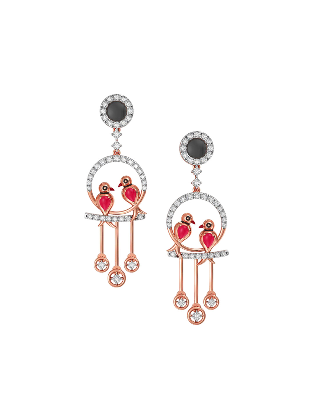 Joyalukkas Women 18KT Lovebird Rose Gold Diamond Earring -5.19g