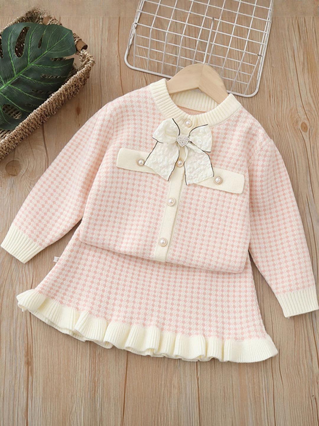 Hopscotch Girls Textured Bow Detail Sweater & Skirt