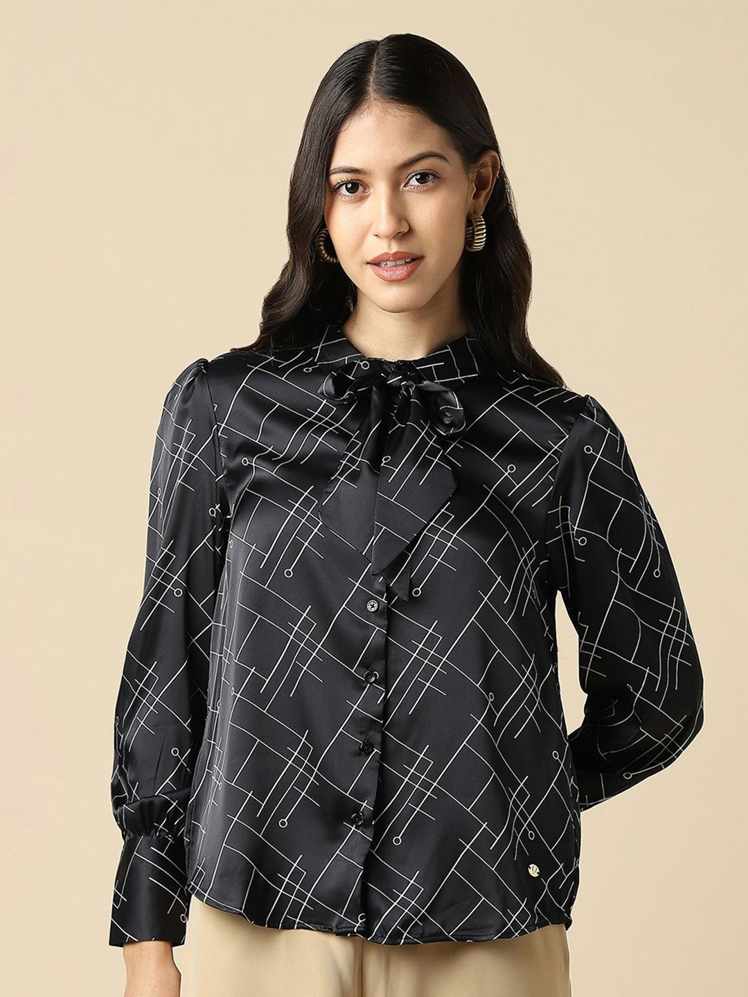 Allen Solly Woman Geometric Printed Built-Up Collar Casual Shirt