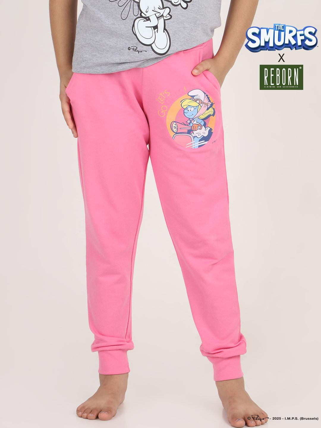 Girls Regular Fit Smurfs Print Jogger