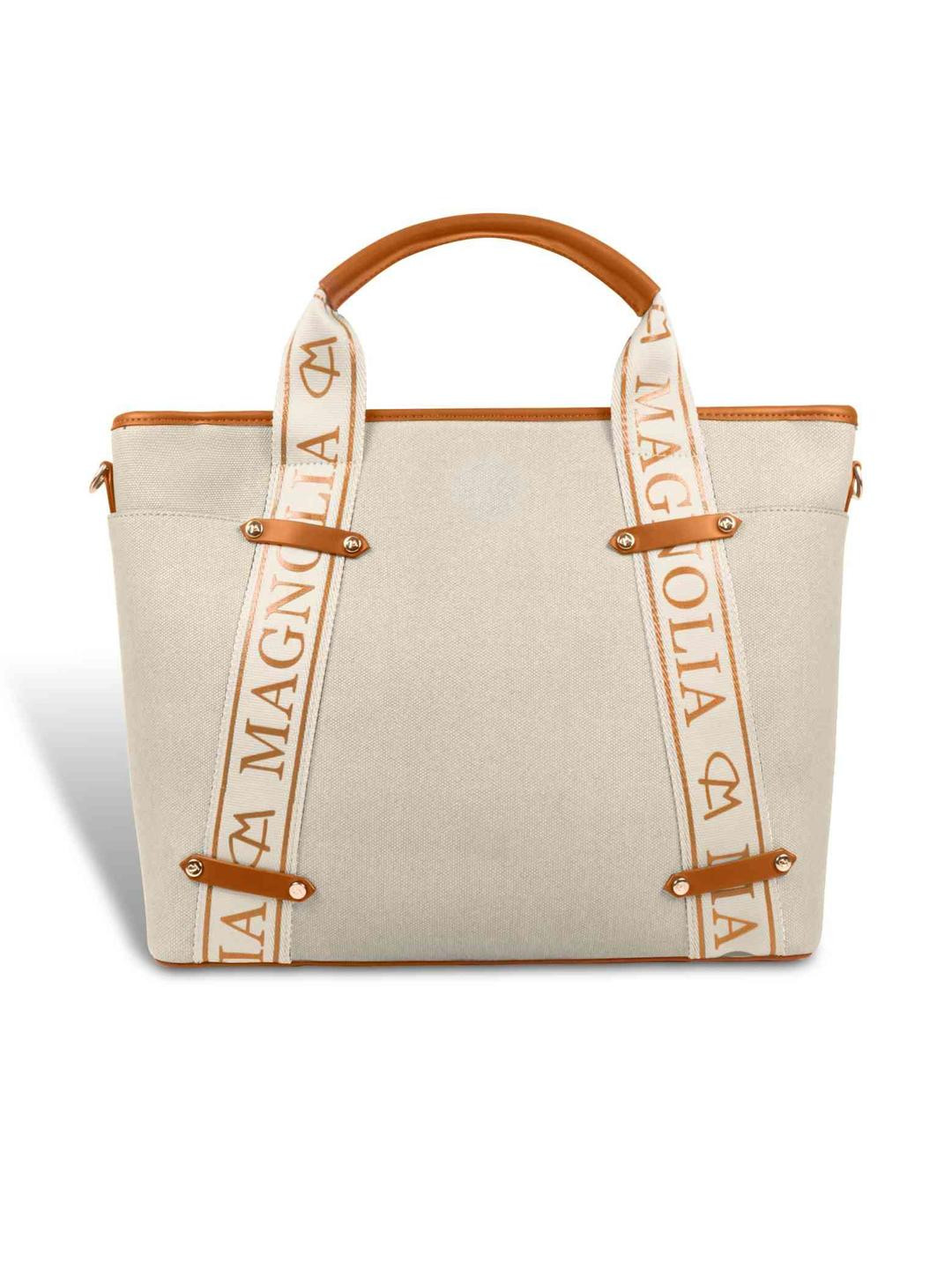 MAGNOLIA Women Beige Printed Shopper Tote Bag