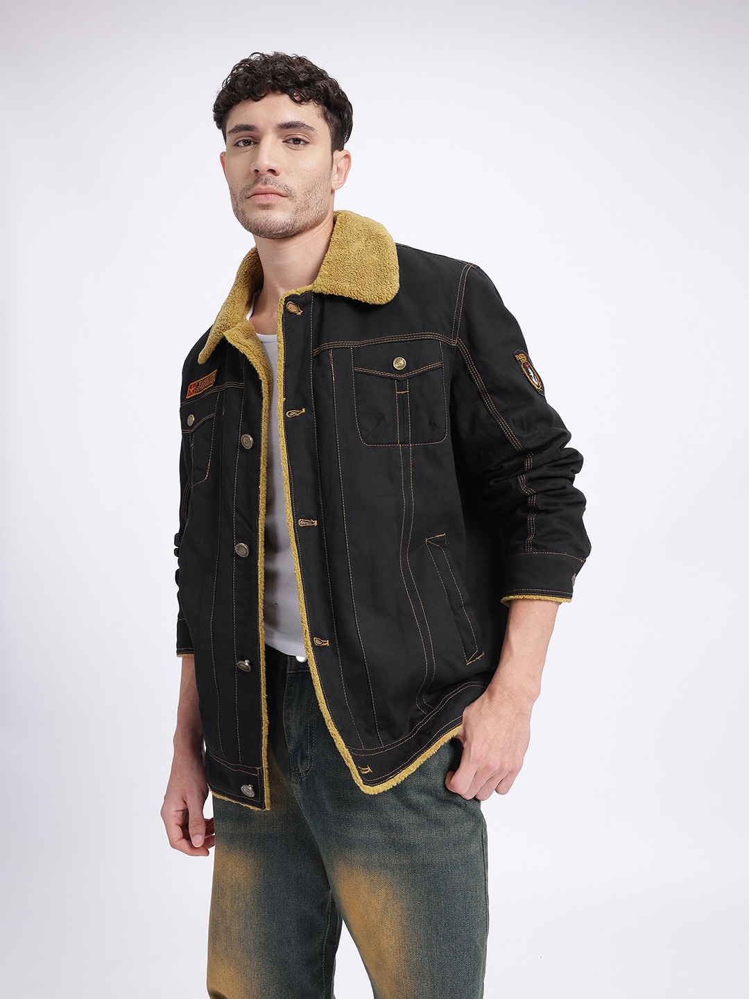 StyleCast x Revolte Fleece Lined Denim Jacket