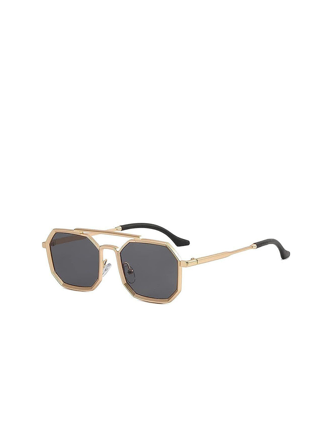 SPADEACES Men UV Protected Octagon Sunglasses  GOLD BLACK HEXAGUN -64