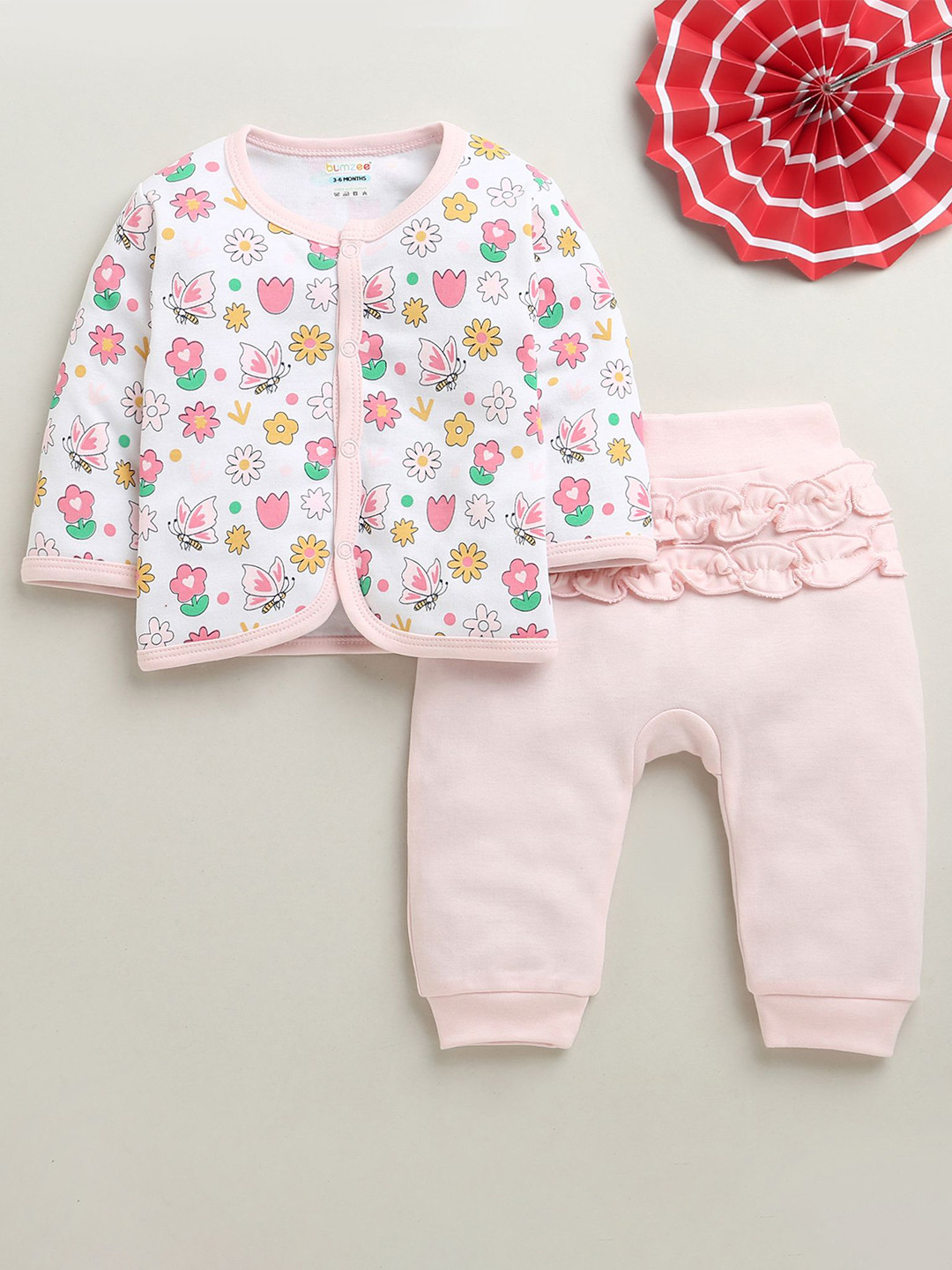 BUMZEE Girls Printed Long Sleeves Pure Cotton Jabla With Pyjamas