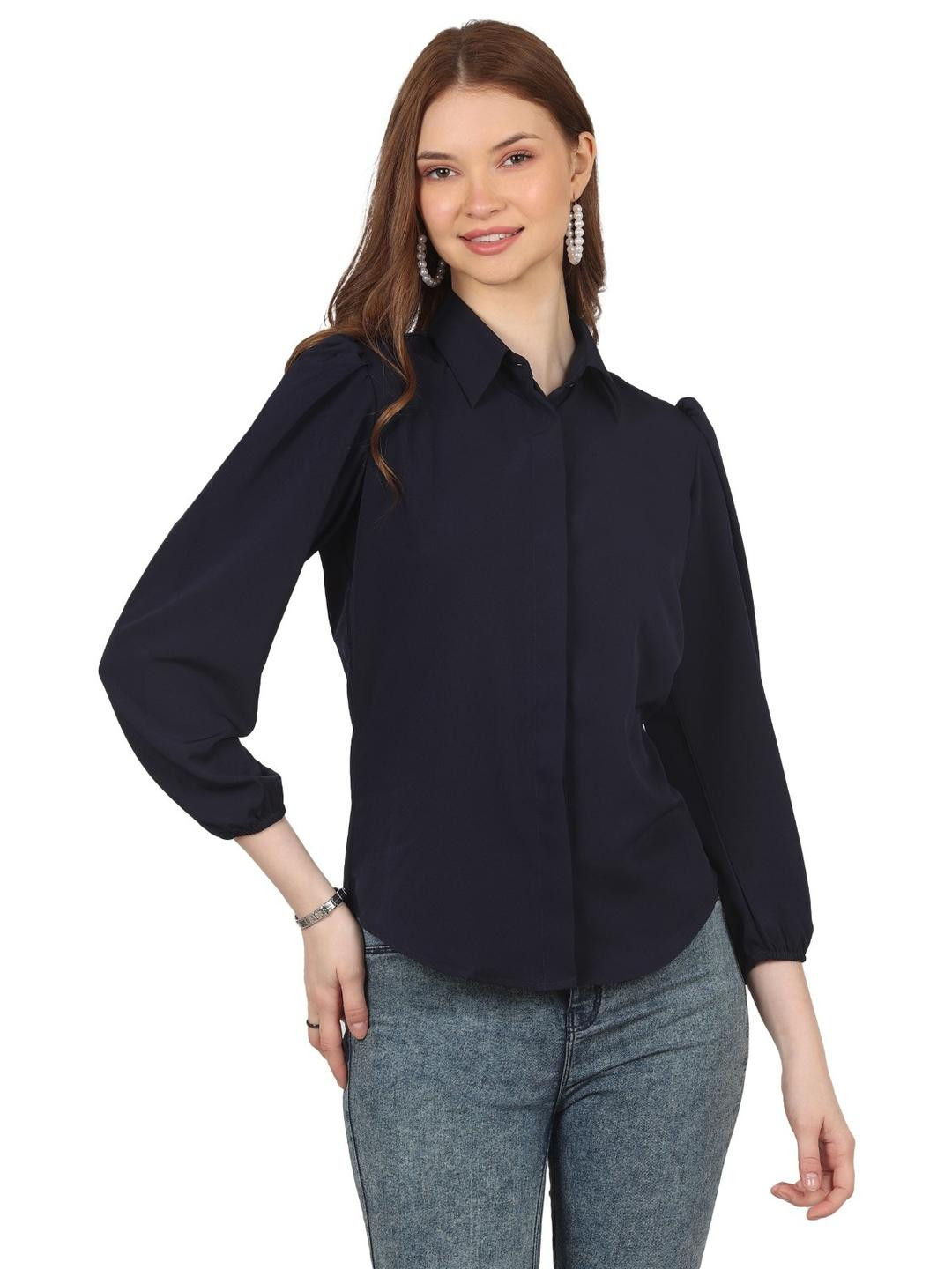 MJ LIFE STYLE Women Crepe Casual Shirts