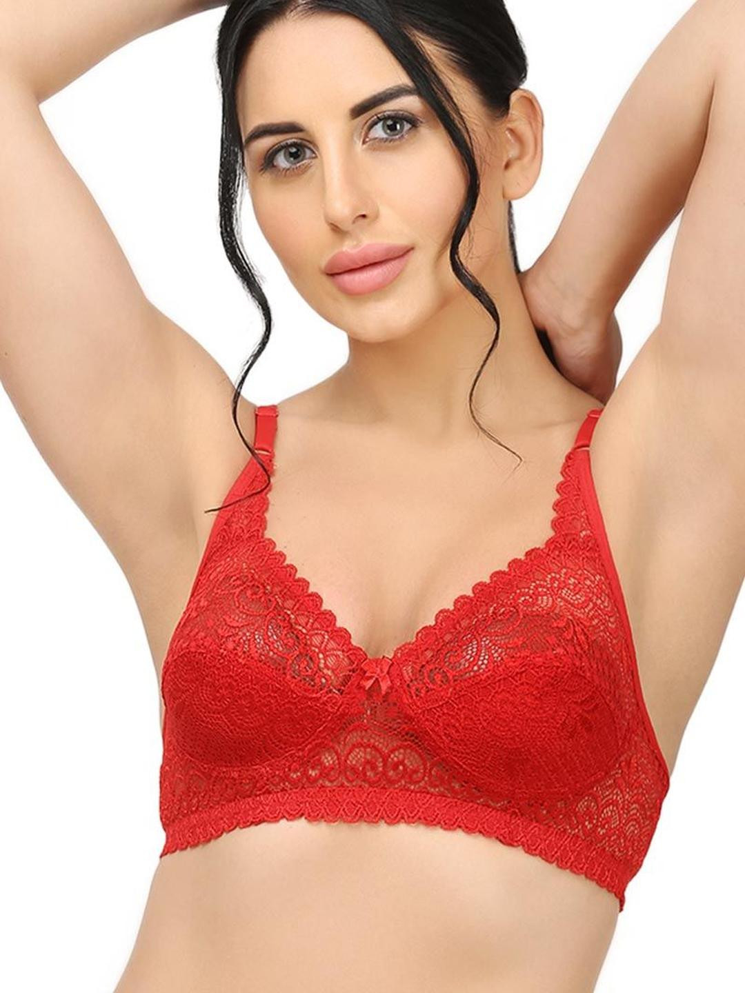 ARKIVA Women Red Lace Non Padded Medium Coverage Underwired Bra