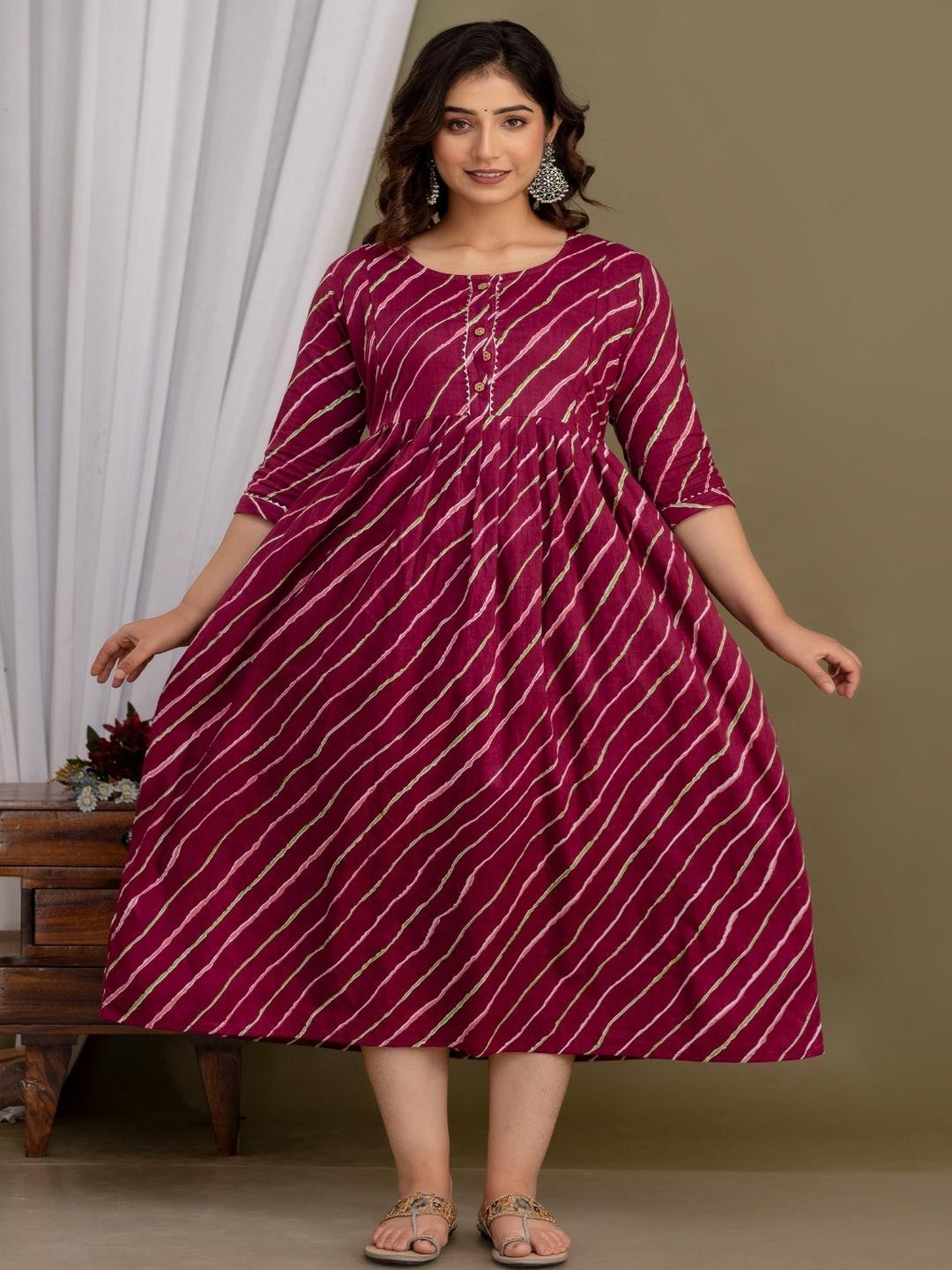 Style Heaven Women Striped Pure Cotton Maternity Ethnic Dress