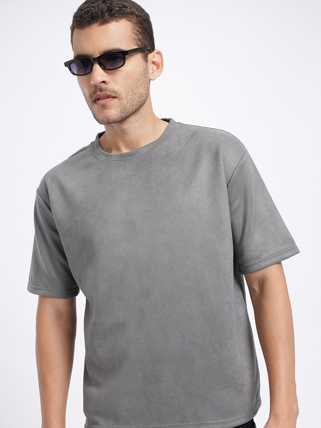 StyleCast x Revolte Velvet-Finish Relaxed Fit T-shirt