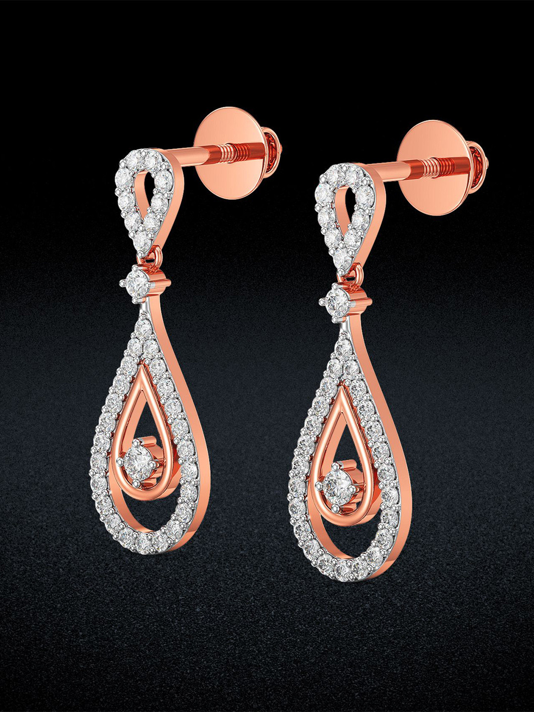 Joyalukkas Women 18KT Baguette Dangling Diamond Earrings -2.32 g