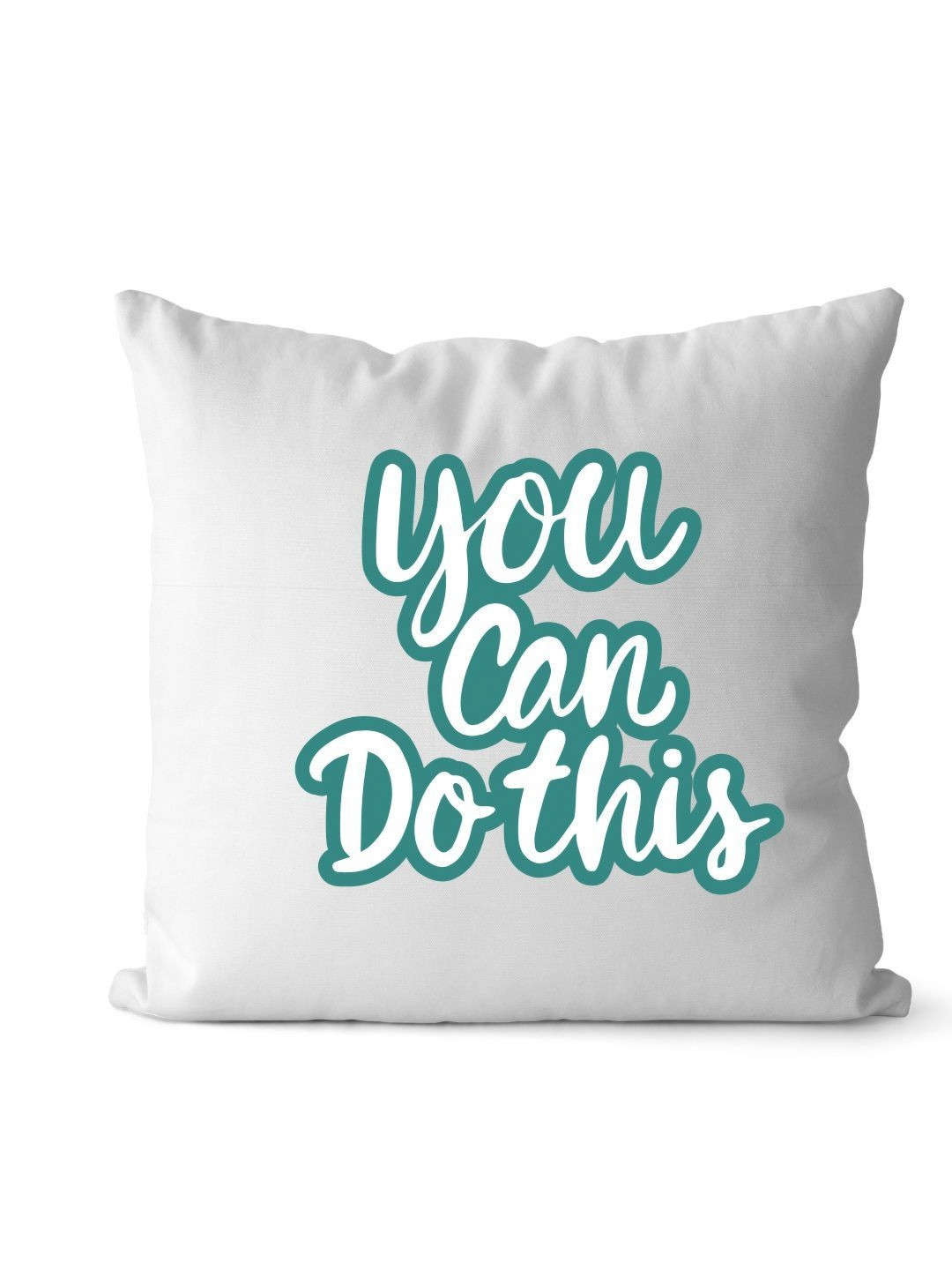 Loops n knots White & Green You Can Do This Motivational Printed Pre-Filled Cushion