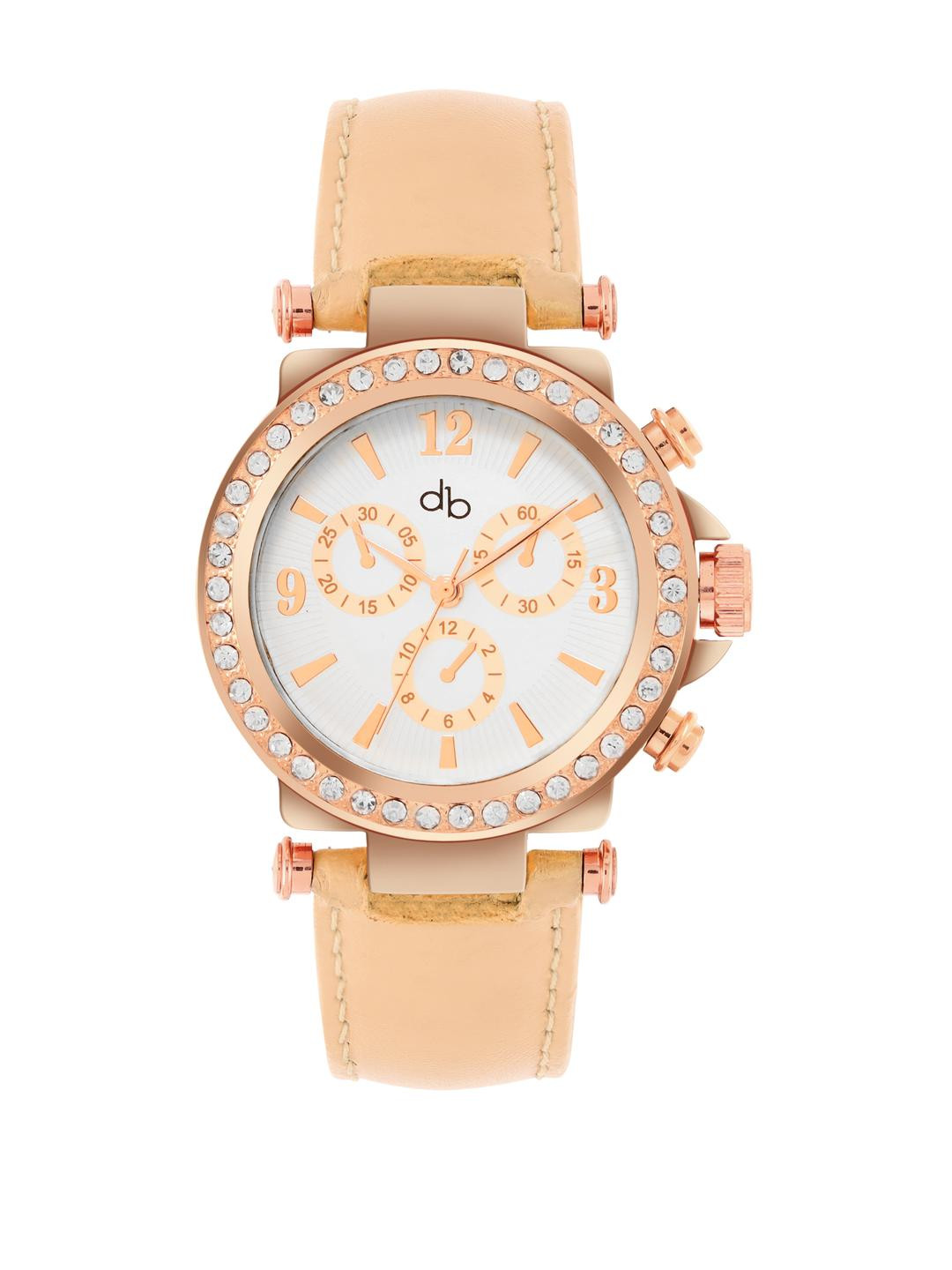 DressBerry Women Brass Dial & Leather Straps Analog Watch