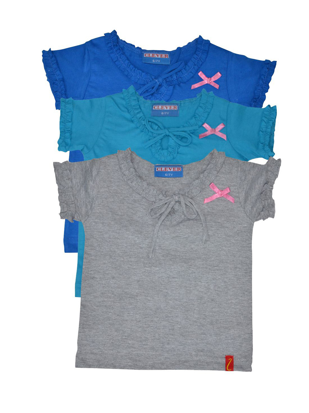 CLEVER Pack of 3 Girls Tie-Up Neck Top