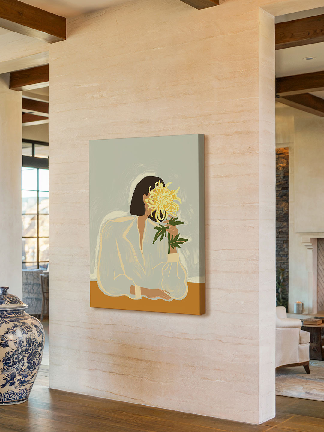 ASIAN MONK Multi Floral and Botanical Wood Wall Paintings